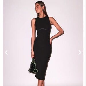 NWT fleur du mal black hourglass rib midi dress L